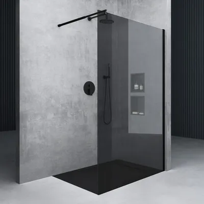 Produktbild von Mai & Mai Duschwand für Dusche Duschabtrennung 120x200cm Walk-In Dusche Schwarz ESG-Sicherheitsglas 10mm NANO Glas BRAM1 Bremen2VG