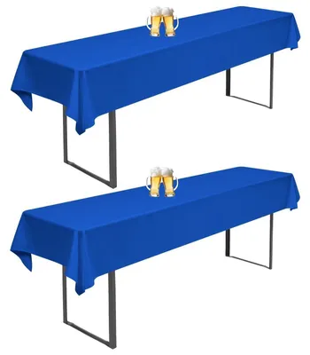 Obrázek produktu pro Dva potahy na stoly (biertischhussen), královsky modré barvy, voděodolné, vyrobené z polyesteru, rozměry 250 x 100 cm