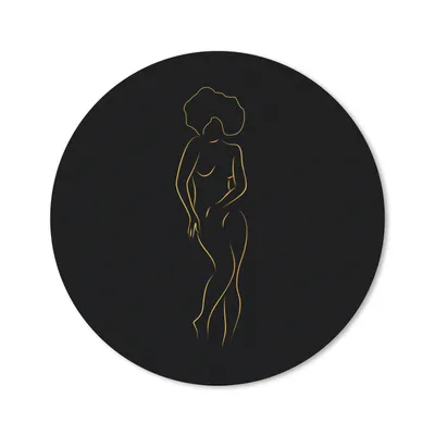 Produktbild von MuchoWow® Mauspad Mousepad Frau - Schwarz - Gold - Strichzeichnung 40x40 cm - Mousepads - Maus Mat - Pad - Mausunterlage - Schreibtisch Accessoires