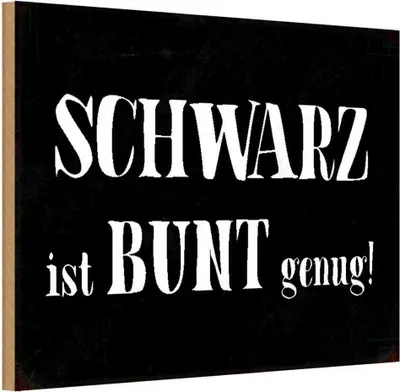 Produktbild von vianmo Holzschild 12x18 cm schwarz ist bunt genung Spruch Zitat