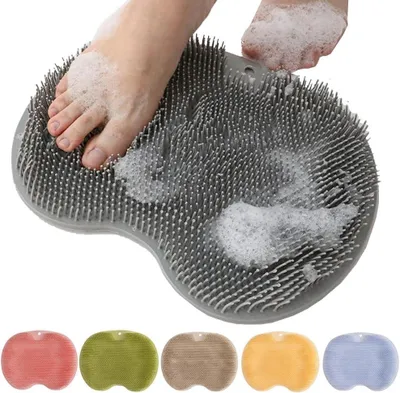 Produktbild von Fußbürste für Die Dusche, 2026 Neu Fußbürste Wäscher Fußbad Massagegerät Fußwaschmatte, Mit Saugplatte Rutschschutz Fussmassage Fußwaschmatte Im Badezimmer (Grau)
