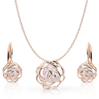 Produktbild von Schmuckset mit Halskette und Blumenanhänger