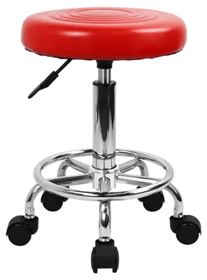 Image de Fauteuil de travail en similicuir, réglable en hauteur, avec repose-pieds - Rouge