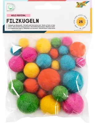 Produktbild von folia Filzkugeln Holi Festival 3 Größen mehrfarbig 25 Stück