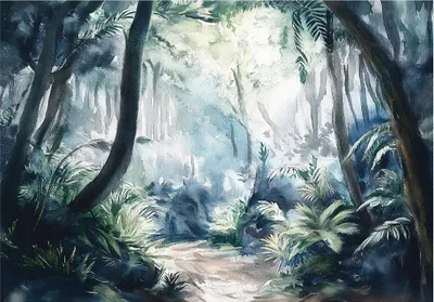 Produktbild von Fototapete Wald Dschungel - Tapete Wohnzimmer - 300x210 cm - inklusive kleister - Vlies Tapete - Vliestapete Wohnzimmer Schlafzimmer Küche Modern Wandtapete