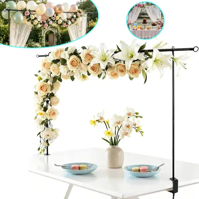 Produktbild von Dekostange für Tisch, Verstellbarer Tischbogen mit Klemmen, für Hochzeiten, Geburtstage, Party & Event Dekoration, Feiern