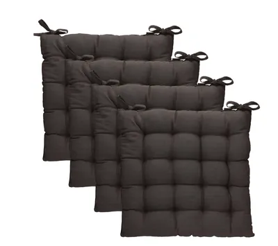 Produktbild von Betz 4 Stück Stuhlkissen mit Bändern - Sitzkissen für Außen oder Innen Größe 40 cm x 40 cm weich gefüllt Farbe braun