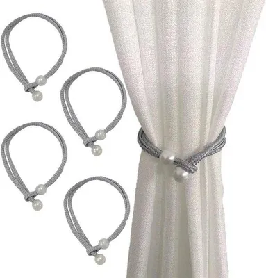 Immagine prodotto di Set di 4 ganci moderni per tende a perline, bianco