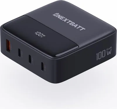 Image de Chargeur multiple USB GaN 4-en-1 NEXTBATT 100 W avec 3 ports USB-C et 1 port USB-A