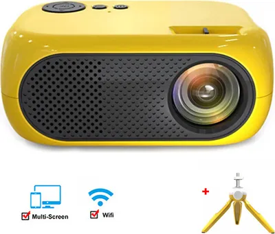 Produktbild von ZELURXX Mini Beamer, 1080P, 360°-Surround-Sound, Tragbar, Geeignet für Fernsehen, Aufführungen, Wettbewerbe, Spielszenen, 19 x 16,8 x 8,2 cm, Gelb