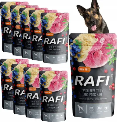 Produktbild von Rafi Mit Rindermagen und Schweineschinken Hundenassfutter 10 Packung mit 500g Enthält alle notwendigen Mineralstoffe und Vitamine