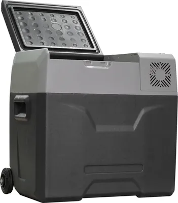Produktbild von HOMCOM Kühlbox Auto 50L Autokühlschrank elektrisch mit Kompressor für Camping Reisen 12/24V DC und 110-240V AC Grau