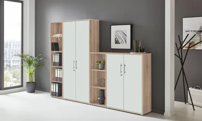 Produktbild von BMG Möbel Büromöbel-Set, Office Edition Set 4.4, eiche/ weiß matt