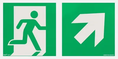 Produktbild von notlok Safety Work - 1x - Evakuierungsschild - oben rechts (rechts) - 30x15cm | PVC Platte + Schaumstoffklebeband | Notausgangsschild Nachleuchtend