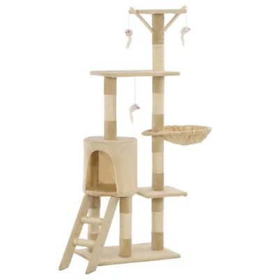 Image de vidaXL Arbre à chat avec colonnes en sisal 138 cm Beige