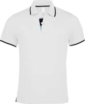 Produktbild von Kariban Herren Polo-Shirt Poloshirt Basic Kontrast Kragen Kurzarm, Größe:L, Farbe:White/Navy
