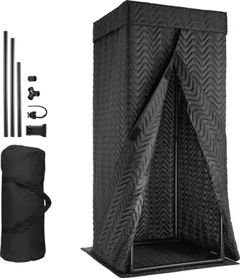 Immagine prodotto di SucceBuy Cabina vocale portatile, 83x83x200 cm, studio di registrazione con borsa per il trasporto, supporto per tablet, cabina insonorizzata, accessori da studio per registrazioni vocali chiare, podcast e voiceover