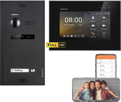 Produktbild von BALTER EVO HD WiFi Unterputz Schwarz 2-Draht 1x 7" Schwarz Video Türsprechanlage Set 1 Familienhaus