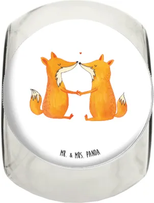 Produktbild von Mr. & Mrs. Panda Vorratsdose Glas Füchse Liebe XL 2000ml - Weiß - Geschenk, Vorratsbehälter, Freundin, Teedose, Ehe, Partner, Kaffeedose, Fuchs, Bonboniere