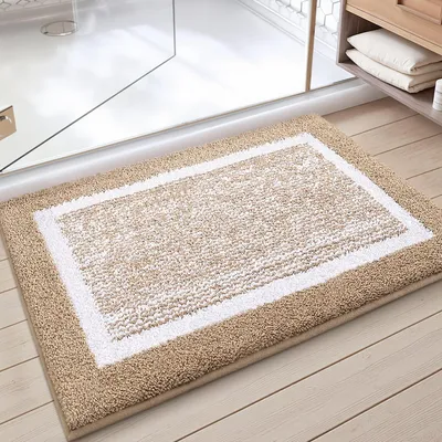 Produktbild von Badteppich rutschfest waschbar absorbierend 50 x 75 cm Khaki