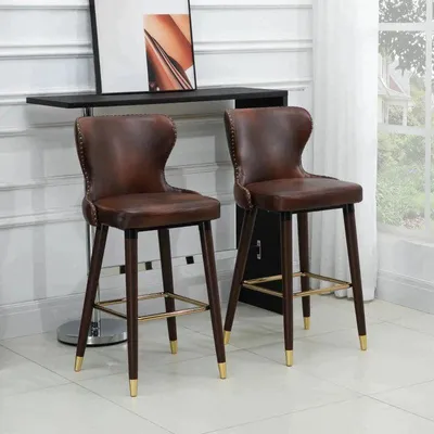 Immagine prodotto di Set di 2 sgabelli da bar vintage – Sgabelli da bar marroni | Colore: Marrone | Dimensioni: 52x53x101 cm