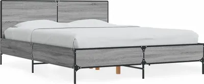 Produktbild von Möbel Bettgestell Grau Sonoma 140x200 cm Holzwerkstoff und Metall - Klassische Betten 3280000