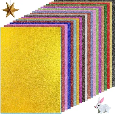 Immagine prodotto di Carta glitterata per lavori creativi - 50 fogli formato A4 in 20 colori