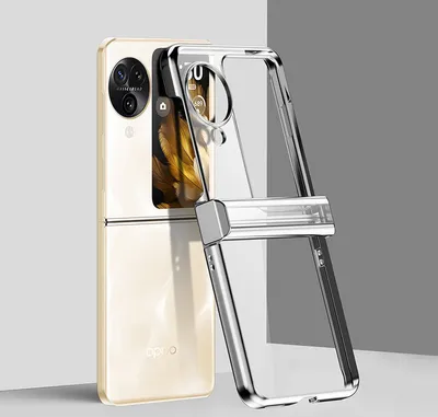 Produktbild von Hülle für Oppo Find N3 Flip mit Scharnierschutz, Ultradünne Transparent Harte PC Galvanik Schutzhülle Silber