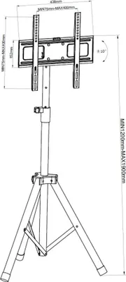 Obrázok produktu pre Techly Stand - Univerzálny stojan - pre TV - plast, oceľ - čierny - veľkosť obrazovky: 43-152 cm (17"-60")
