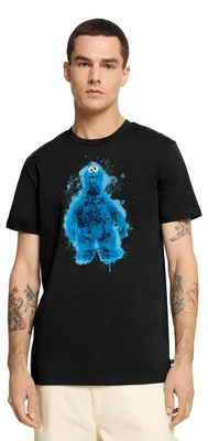 Produktbild von Spreadshirt Sesamstraße Krümelmonster Farbspritzer Männer Premium T-Shirt, XXL, Schwarz
