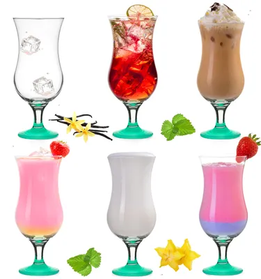 Produktbild von PLATINUX Cocktailgläser 400ml (max. 470ml) aus Glas Set 6-Teilig Longdrinkgläser Partygläser Hurricanegläser Groß Blau