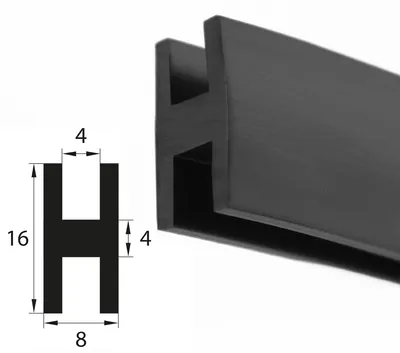 Produktbild von H6 - H-Profil EPDM schwarz Vollgummi H-Profil Dichtung Gummiprofil Dichtungsprofile H-Form H-förmig