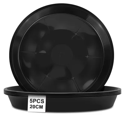Produktbild von Blumenuntersetzer Pflanzenuntersetzer Blumenschale - Rund - 20 cm - Kunststoff - Schwarz - 5 Stück