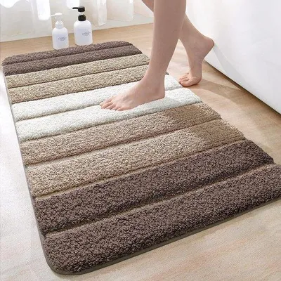 Produktbild von Unyqoos® Badematte 60 x 90 cm – Mikrofaser, superabsorbierend, rutschfestes TPR, maschinenwaschbar, Beige