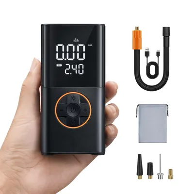Produktbild von Kabelloser Elektrische Luftpumpe, Tragbare Akku Fahrradpumpe mit alle ventile, LED-Licht, Wiederaufladbare Reifenpumpe für Fahrrad, E-Bike, Auto, Bäll