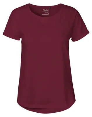 Image de Neutre - T-shirt pour femmes à manches retroussées LT3446 (XXL) (bordeaux)