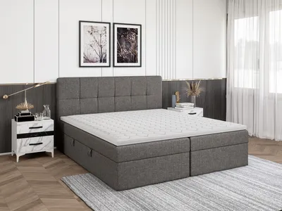 Produktbild von FEDVE Boxspringbett Schlafzimmerbett MOKPO mit 2 Bettkästen, Doppelbett mit Bonell-Matratze und Topper 180x200