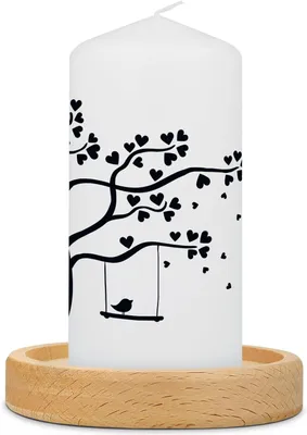 Produktbild von Bedruckte Kleine Kerze - Trauerkerze "Fliegender Vogel" - Trauerkerze zur Beerdigung oder als Andenken - Hochwertige Stumpenkerze Weiß 120/57 mm