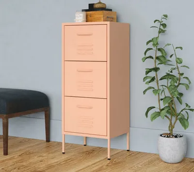 Image de Armoire à dossiers "Hördt" en acier rose. Dimensions (L/L/H) 42x35x101 cm