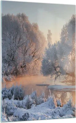 Produktbild von Bilder auf glas - Einteilig - Winter Schnee Fluss - 70x100cm - Glasbilder - Wandbilder - Bilder - zum Aufhängen bereit - Wanddekoration aus Glas - Glas Bilder - Wandbild auf Glas - GPA70x100-4108
