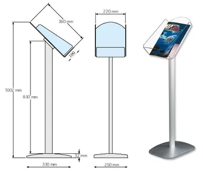 Obrázok produktu pre Stojan na letáky formátu DIN A4 s priehradkou na letáky (vertikálny)