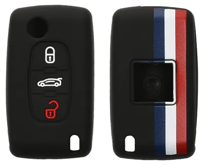 Produktbild von kwmobile Schlüsselhülle für Peugeot Citroen 3-Tasten Autoschlüssel Hülle - Autoschlüssel Schlüssel Hülle aus Silikon - Schlüsselschutz Gehäuse in Blau