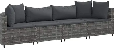 Obrázek produktu pro vidaXL 4dílná zahradní sedací souprava s polštáři Grey Poly Rattan