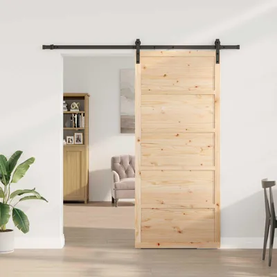 Produktbild von Möbel Zimmertüren  - Braun - CLORIS Schiebetür Natur 90x208 cm Massives Kiefernholz,23.21 Kg - 181577