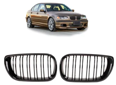 Immagine prodotto di Griglia del radiatore compatibile con BMW Serie 3 E46 Berlina e Touring 01-05 (facelift), nera lucida a doppia barra