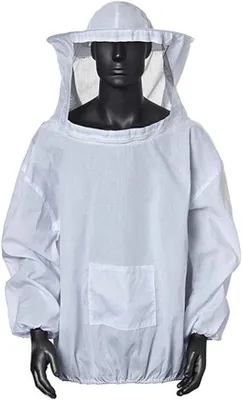 Image de Protection pour apiculteur - veste d'apiculteur professionnelle avec chapeau et fermeture éclair - veste blanche en tissu anti-abeilles