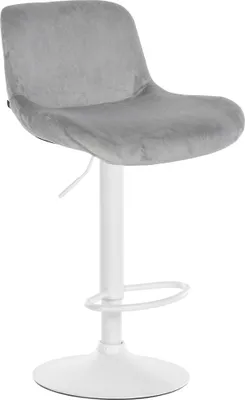 Produktbild von CLP Barhocker Solon Weiß höhenverstellbar und drehbar mit Rückenlehne grau Material Samt
