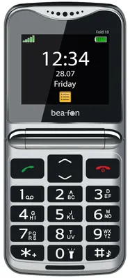 Produktbild von Beafon Fold10, Klappgehäuse, Single SIM, 5,59 cm (2.2"), Bluetooth, 1000 mAh, Schwarz, Silber