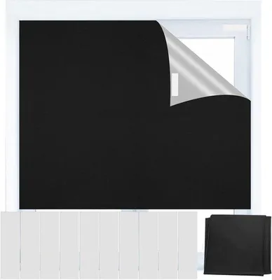 Productafbeelding van Verduisteringsgordijnen Draagbaar - 100% Zwart, 150x200 cm zonder Boren