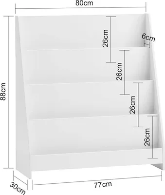 Image de Bibliothèque pour enfants et porte-journaux - KMB32 - 4 compartiments - Bois - 59×40×92 cm - À assembler - Blanc ivoire